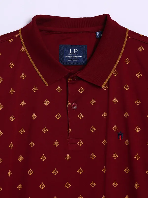 LP printed maroon cotton polo t shirt