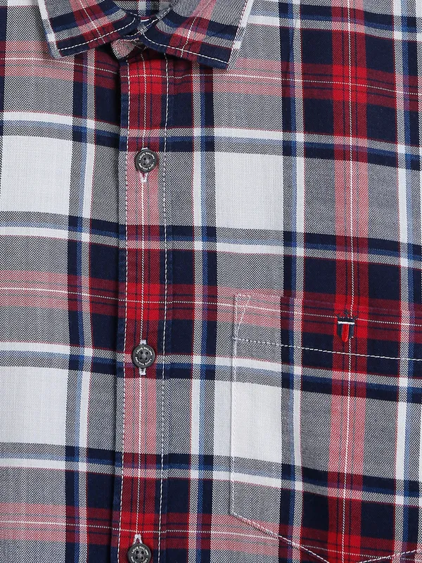 LP red and navy checks slim fit shirt