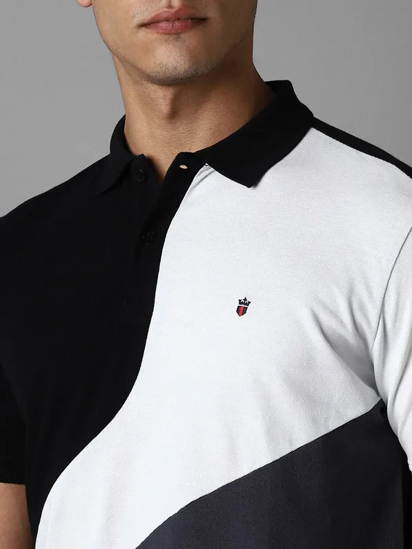 LP SPORT color block pattern black and white cotton t-shirt