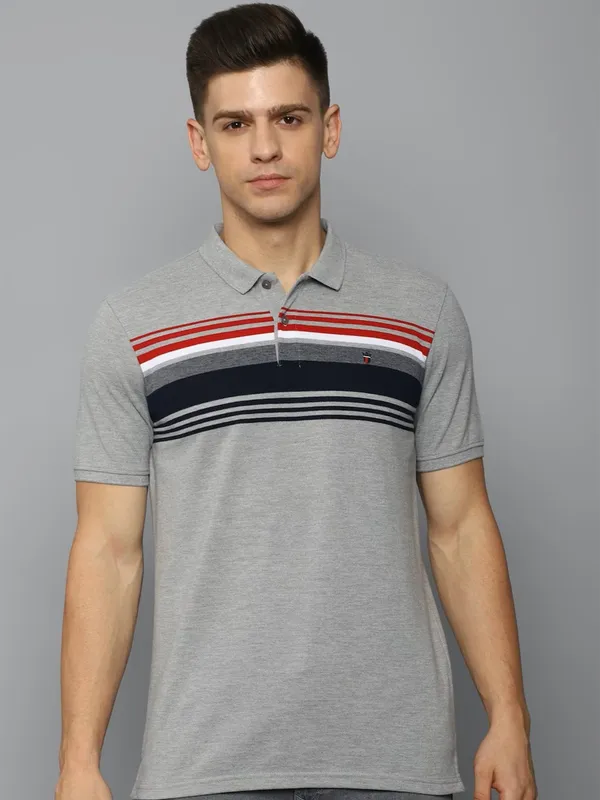 LP Sport cotton grey slim fit polo t shirt
