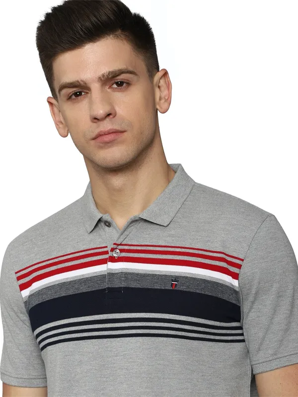 LP Sport cotton grey slim fit polo t shirt