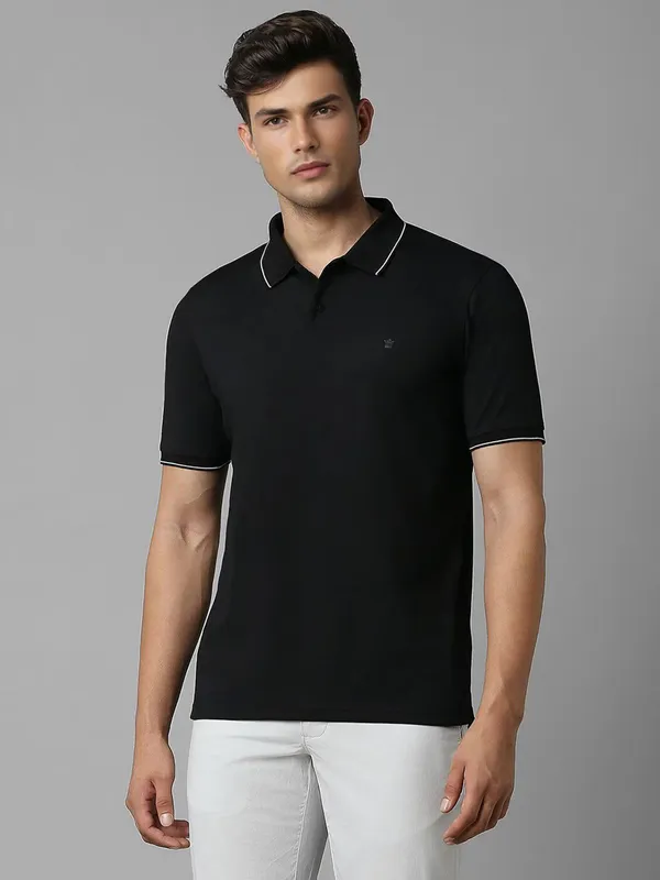 LP SPORT plain black cotton slim fit t-shirt