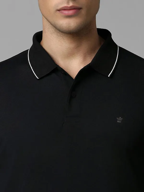 LP SPORT plain black cotton slim fit t-shirt
