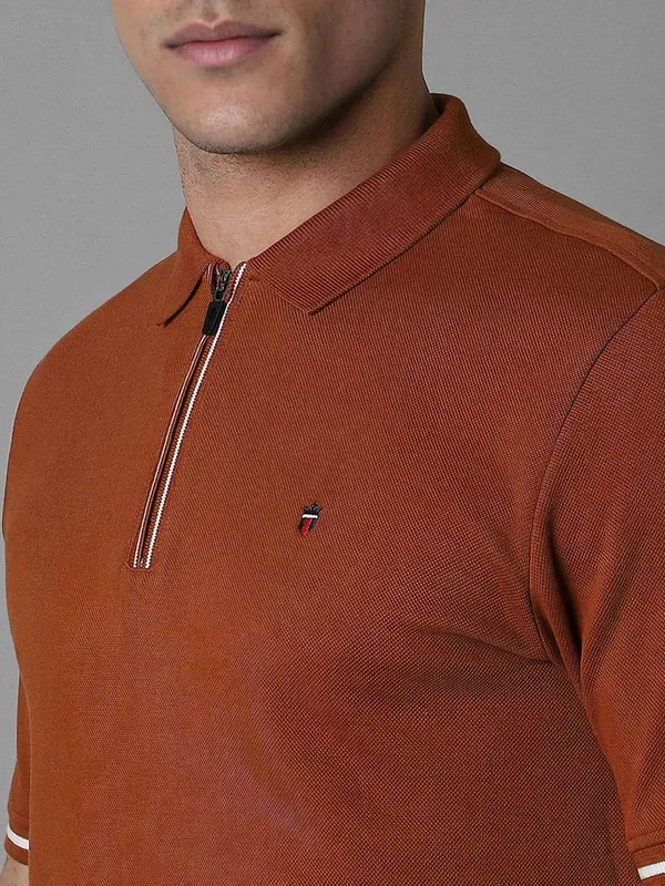 LP SPORT plain brown cotton slim fit t-shirt