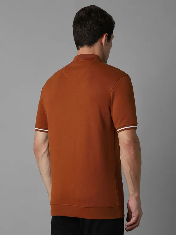 LP SPORT plain brown cotton slim fit t-shirt
