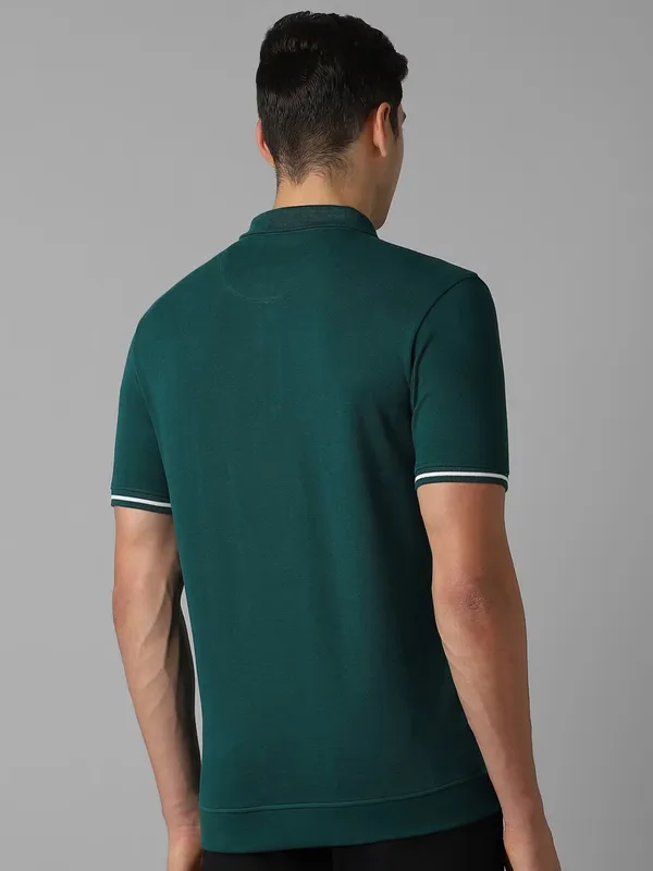 LP SPORT plain green cotton slim fit t-shirt