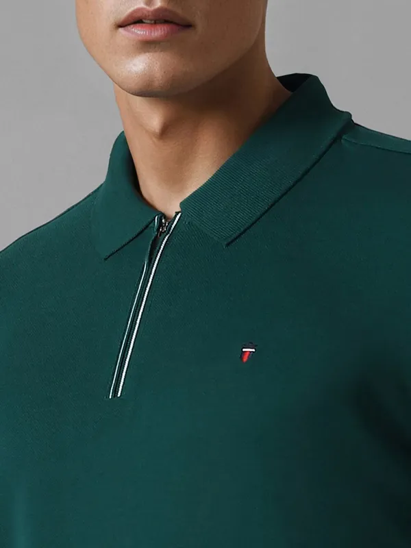 LP SPORT plain green cotton slim fit t-shirt