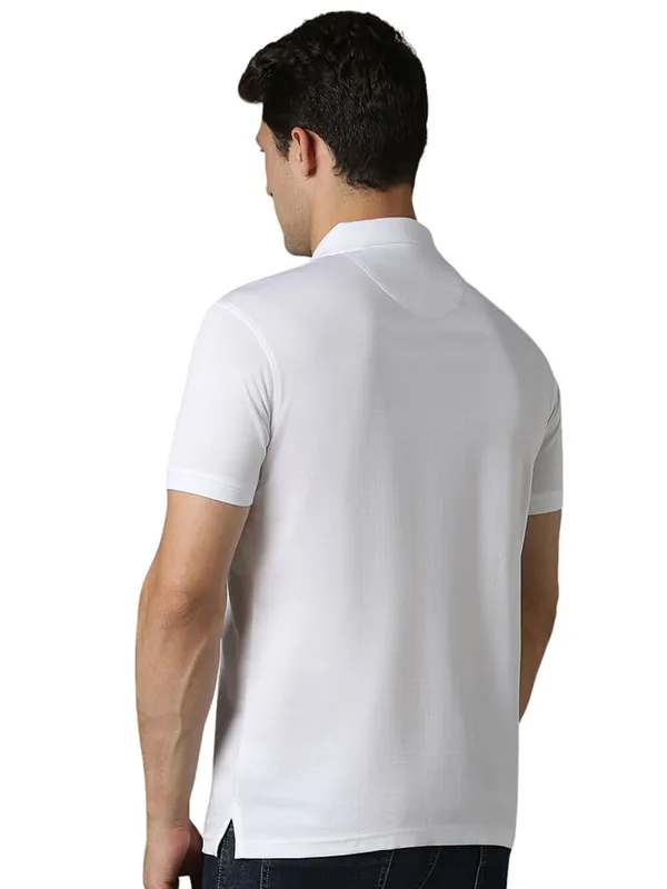 LP SPORT printed white cotton slim fit t-shirt