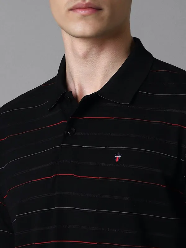 LP SPORT  stripe black cotton slim fit t-shirt