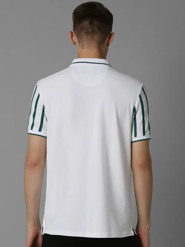 LP SPORT stripe white cotton slim fit t-shirt