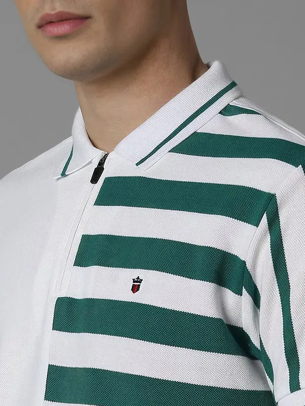 LP SPORT stripe white cotton slim fit t-shirt