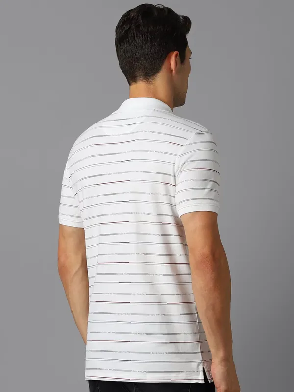 LP SPORT stripe white slim fit t-shirt in cotton
