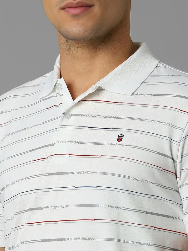 LP SPORT stripe white slim fit t-shirt in cotton