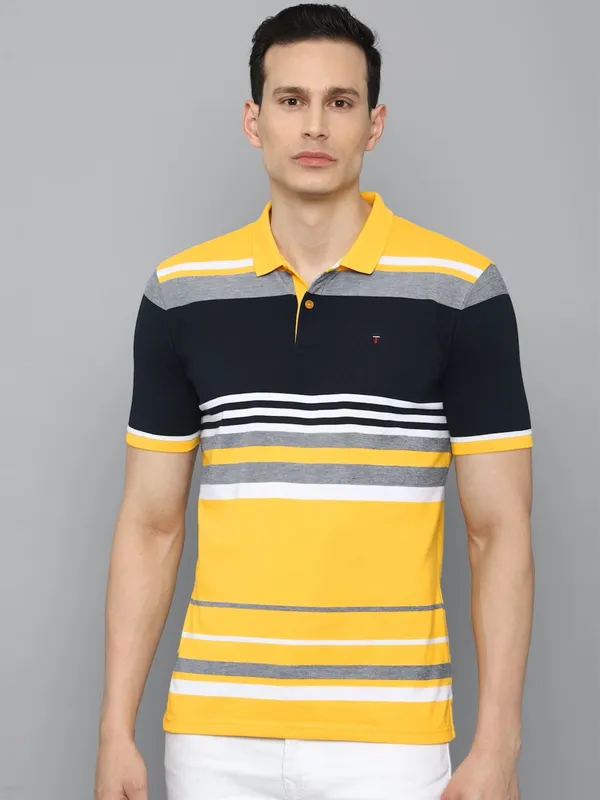 LP Sport yellow cotton color block t shirt