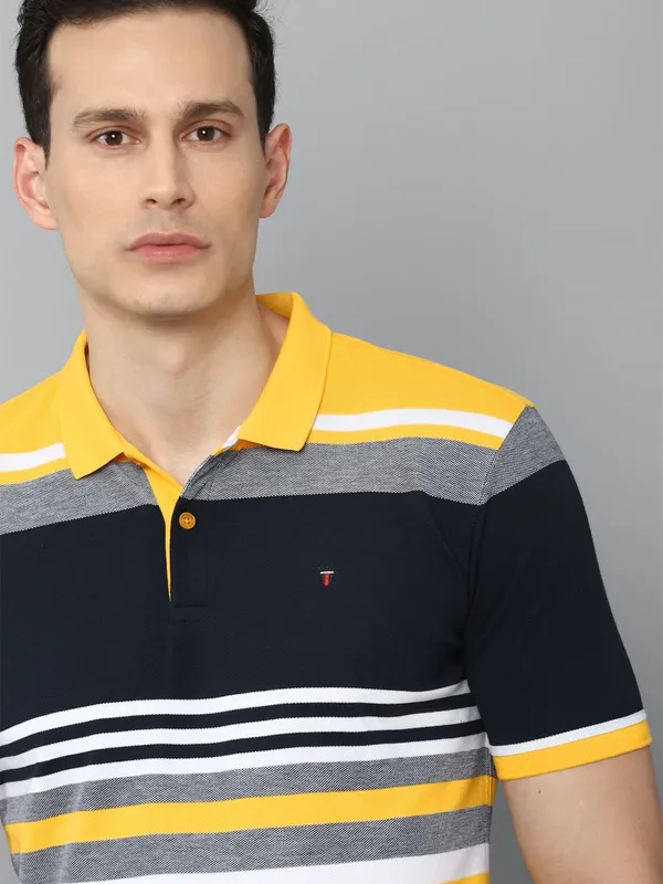 LP Sport yellow cotton color block t shirt