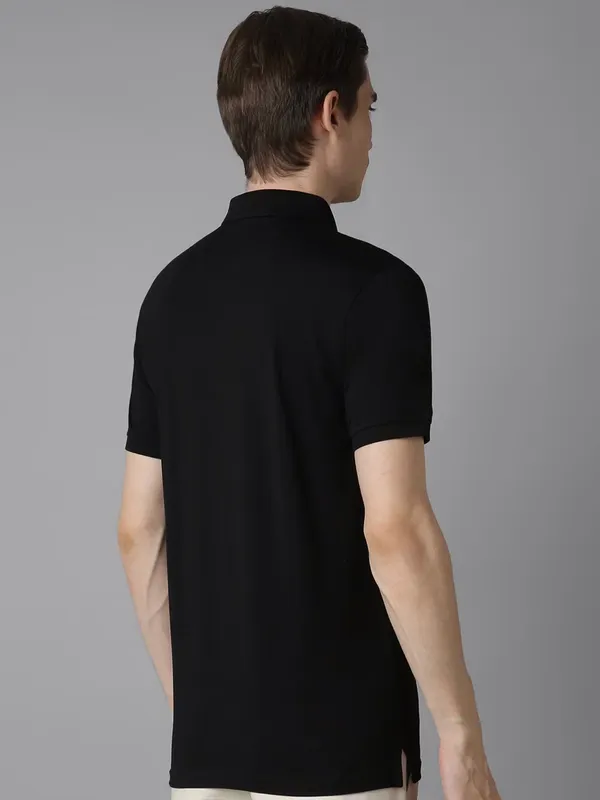LP SPORTprinted black cotton slim fit t-shirt