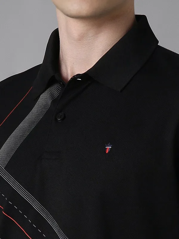 LP SPORTprinted black cotton slim fit t-shirt