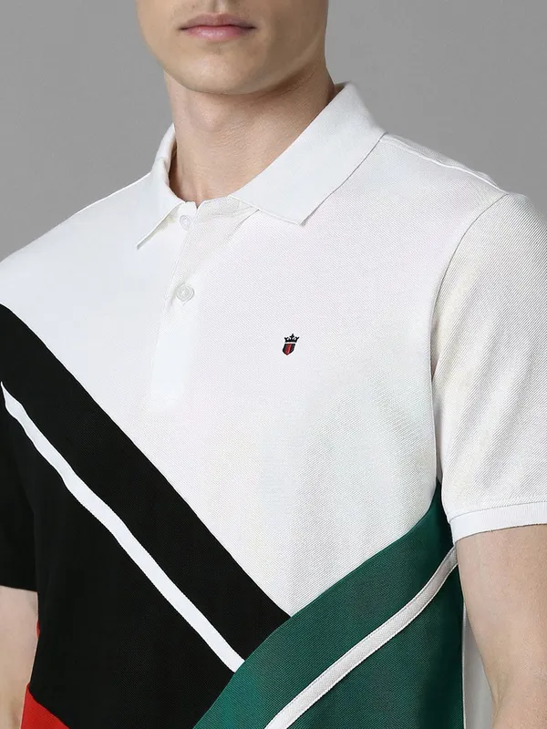 LP SPORT printed white and red cotton slim fit t-shirt
