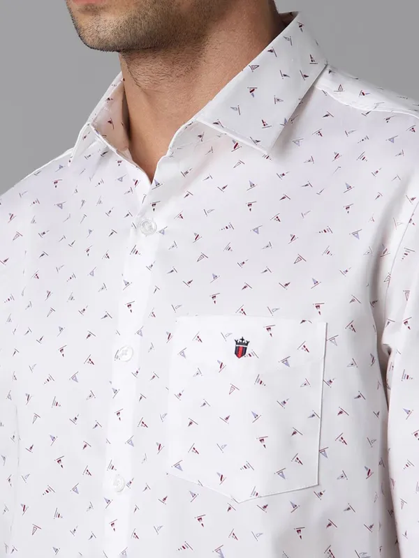 LP white printed cotton casual shirt