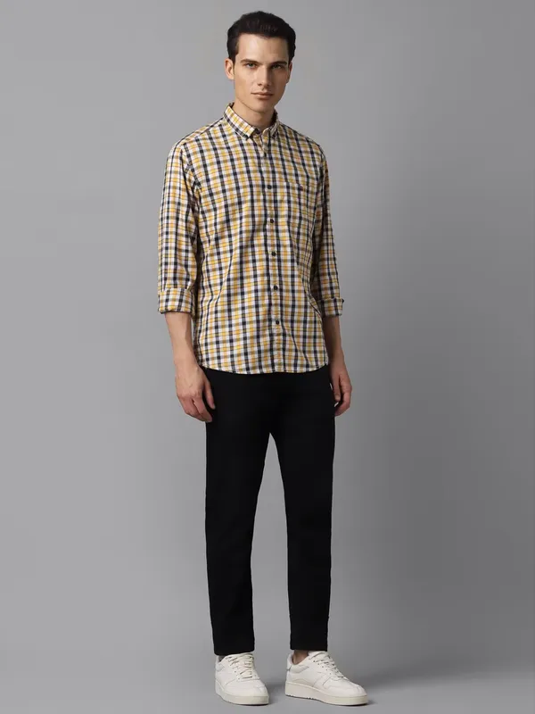 LP yellow checks cotton casual shirt