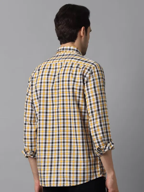 LP yellow checks cotton casual shirt