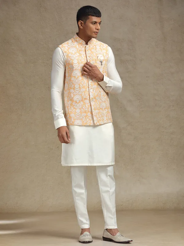 Cream waistcoat set for weddings and festivals