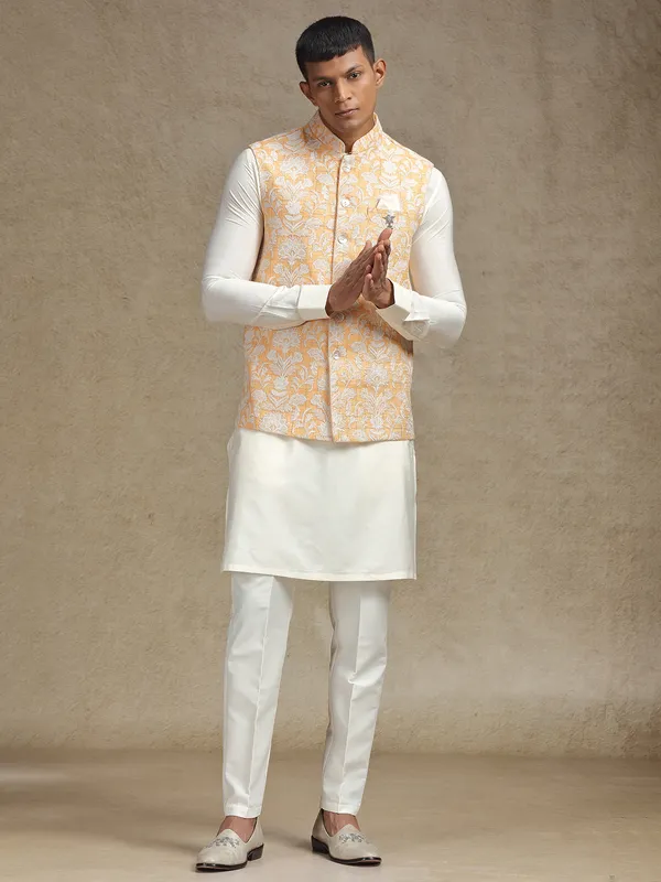 Cream waistcoat set for weddings and festivals