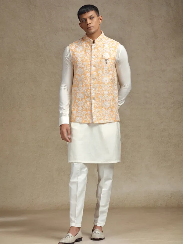 Cream waistcoat set for weddings and festivals