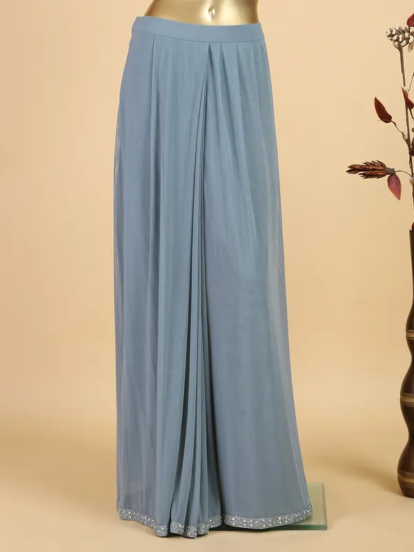 Lycra ready to wear saree in grey