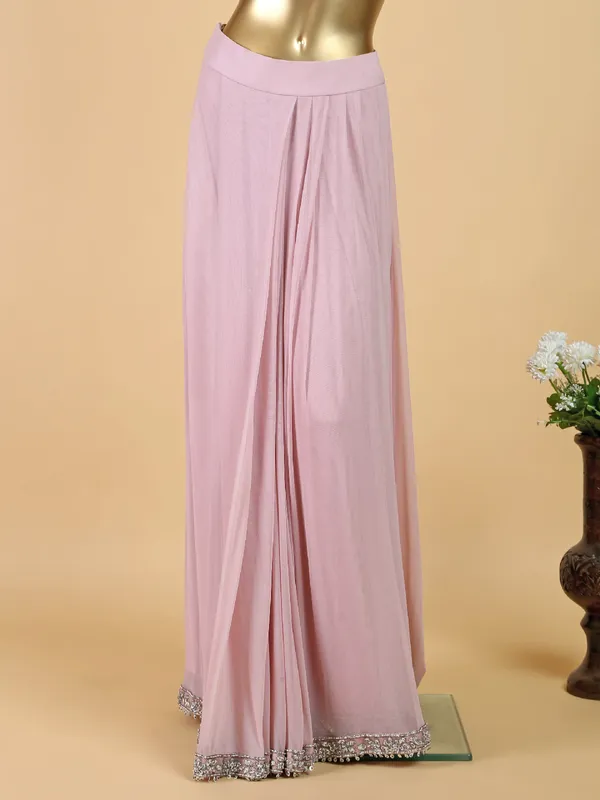 Lycra ready to wear saree in pink