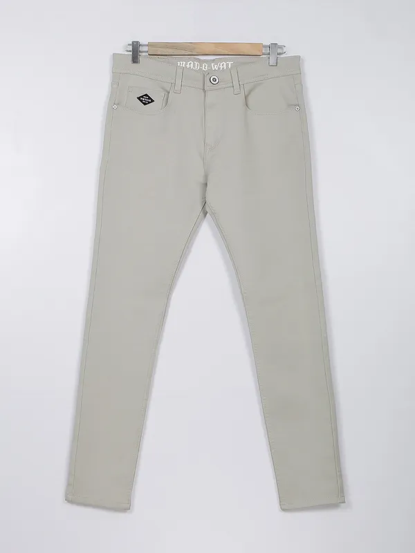 Mad O Wat cream slim fit jeans