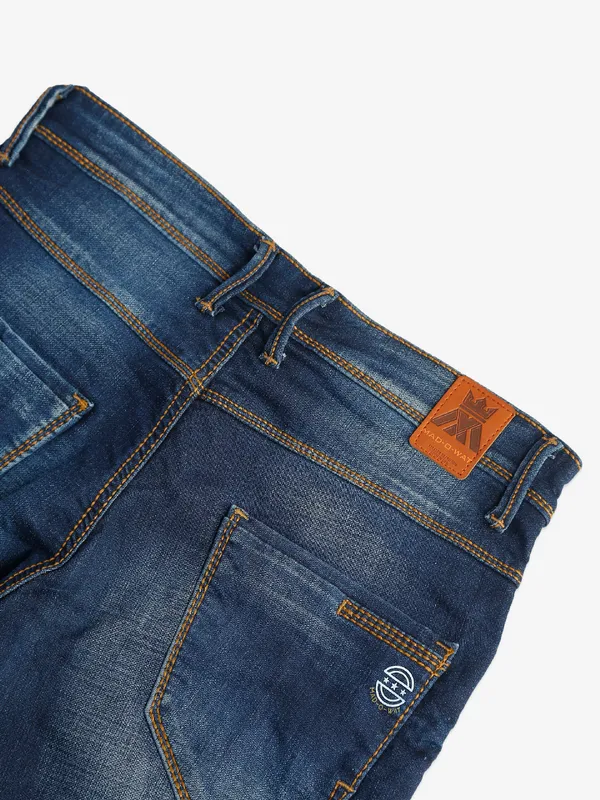 Mad-O-Wat dark blue washed regular fit jeans