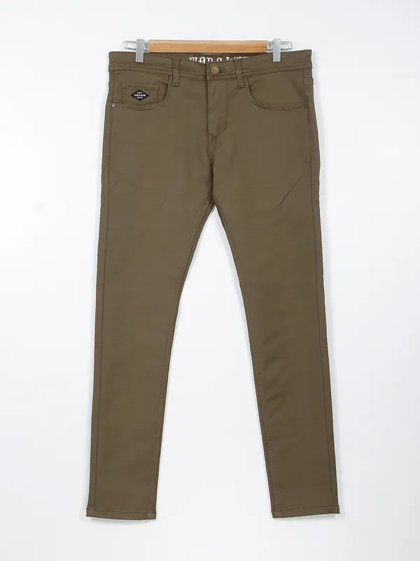 Mad O Wat solid slim fit jeans in khaki