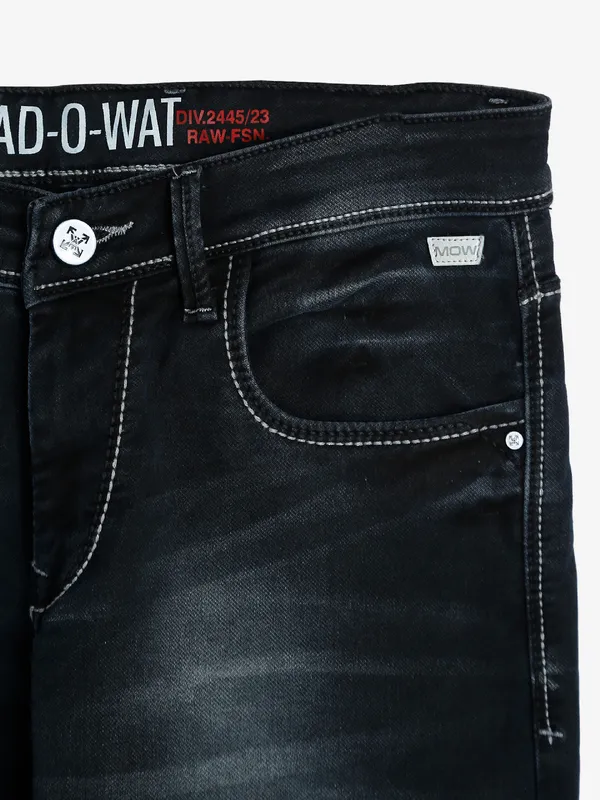 Mad-O-Wat washed latest regular fit black jeans