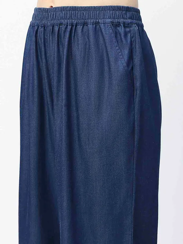 MADAME dark blue solid pant