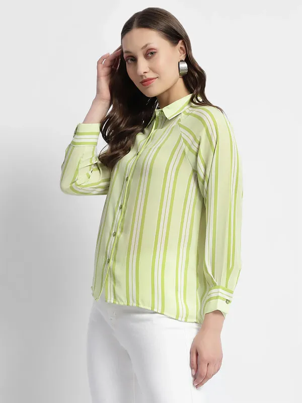 MADAME lime green stripe shirt