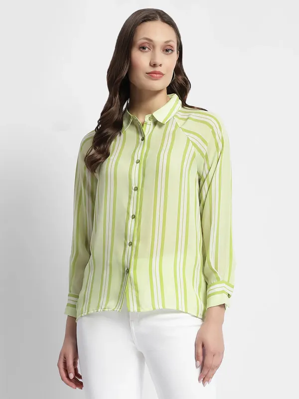 MADAME lime green stripe shirt