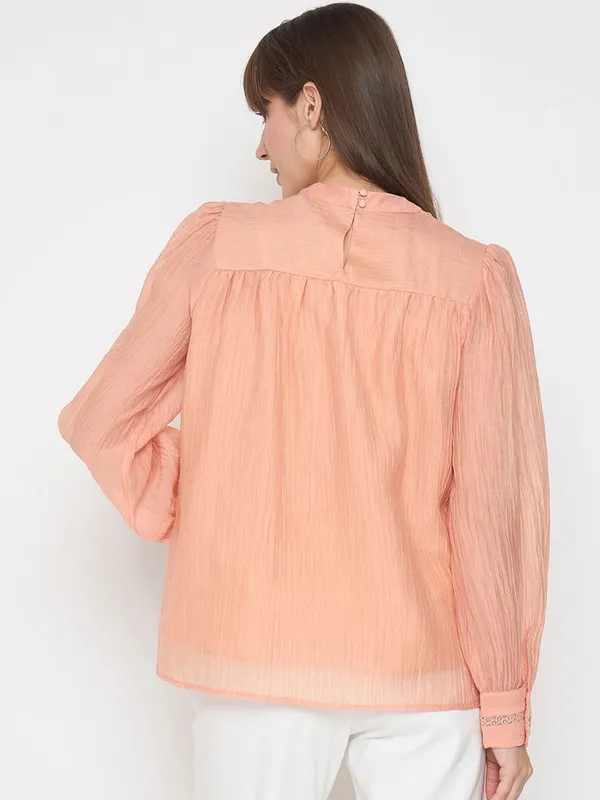 MADAME peach chiffon top for women