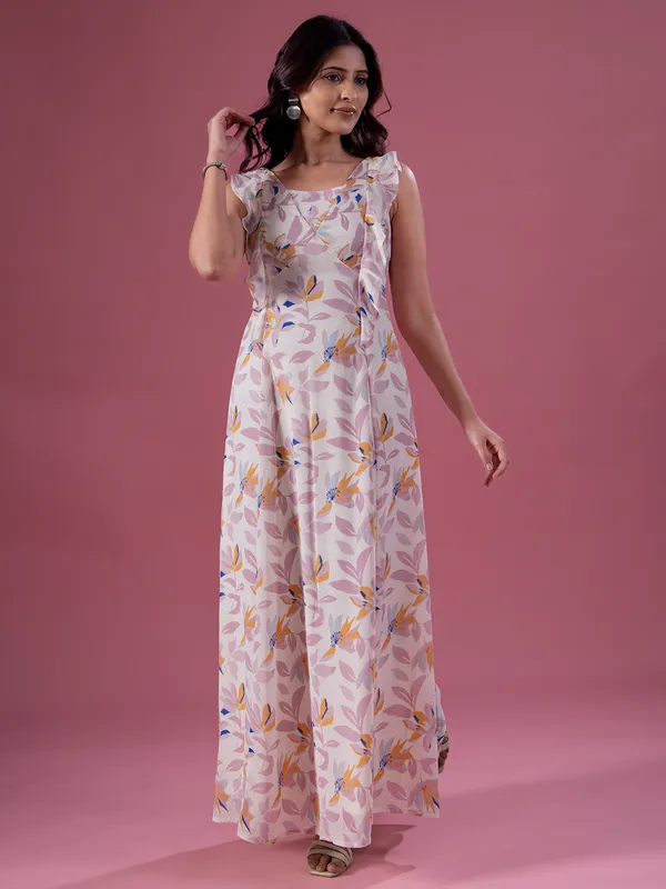 MADAME pink georgette printed dress