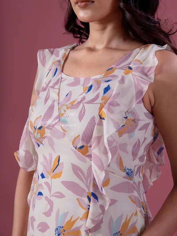 MADAME pink georgette printed dress