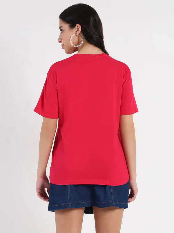 MADAME red cotton t-shirt with cutwork