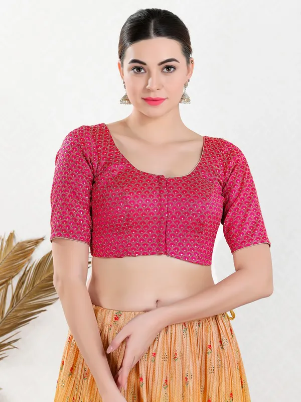 Magent art silk blouse