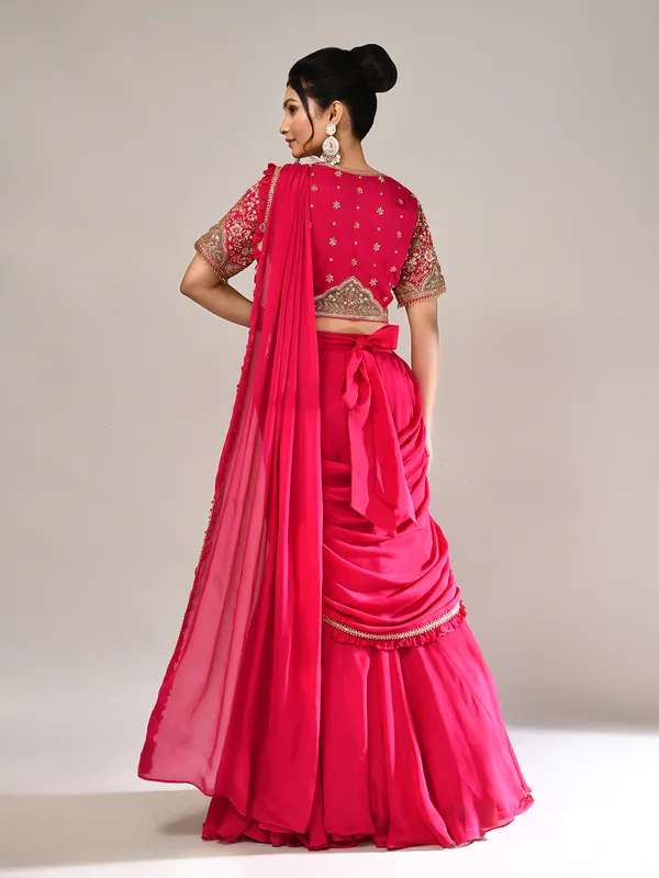 Magenta chiffon georgette designer lehenga choli