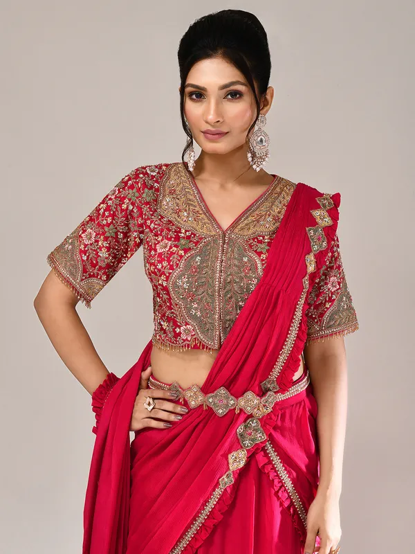Magenta chiffon georgette designer lehenga choli