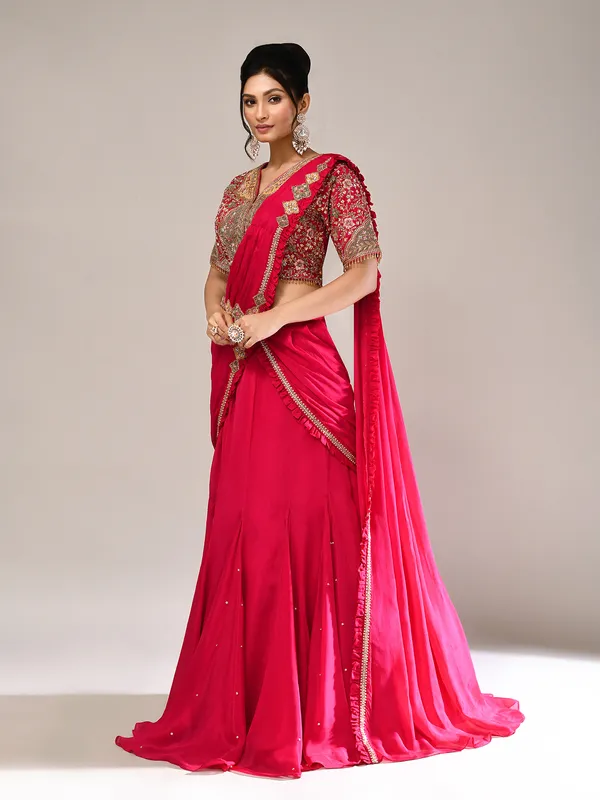 Magenta chiffon georgette designer lehenga choli