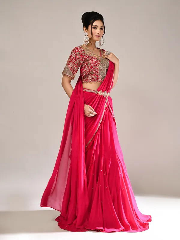 Magenta chiffon georgette designer lehenga choli