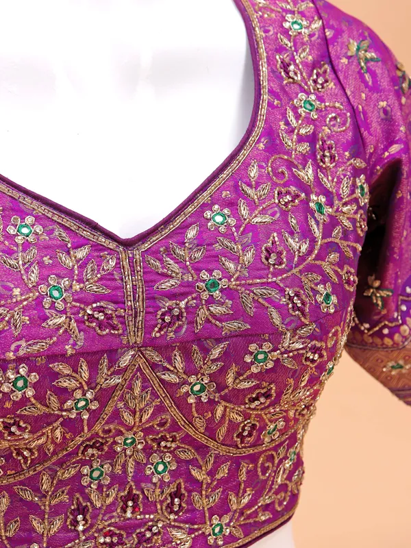 Magenta color silk blouse