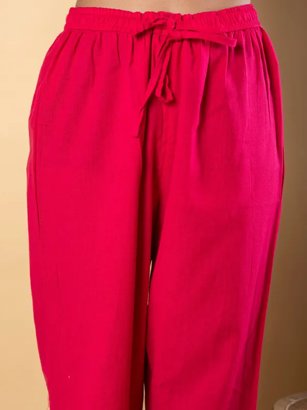 Magenta cotton kurti set for festival