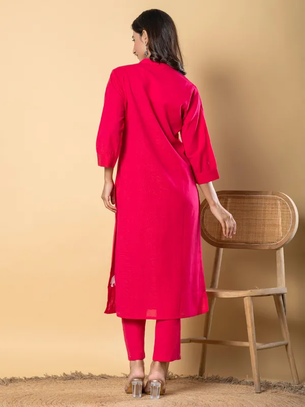 Magenta cotton kurti set for festival
