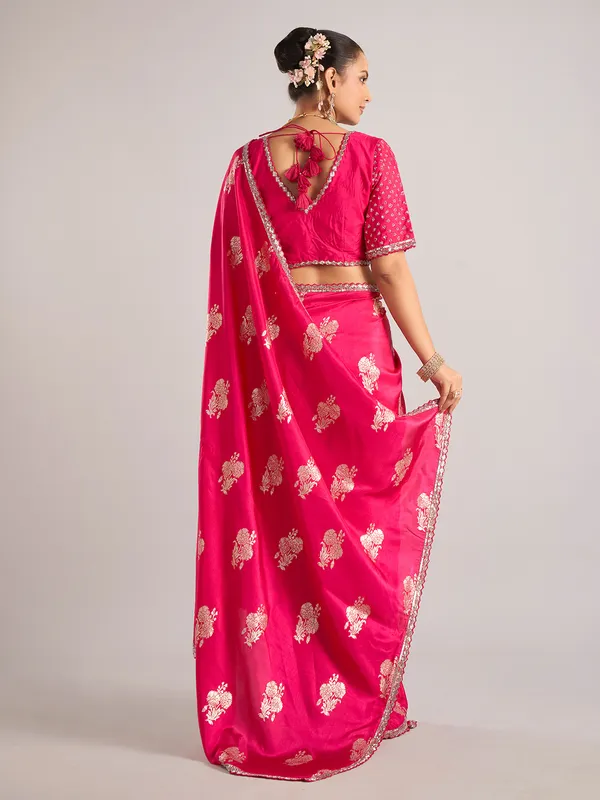 Magenta dola silk saree with sequin detailing
